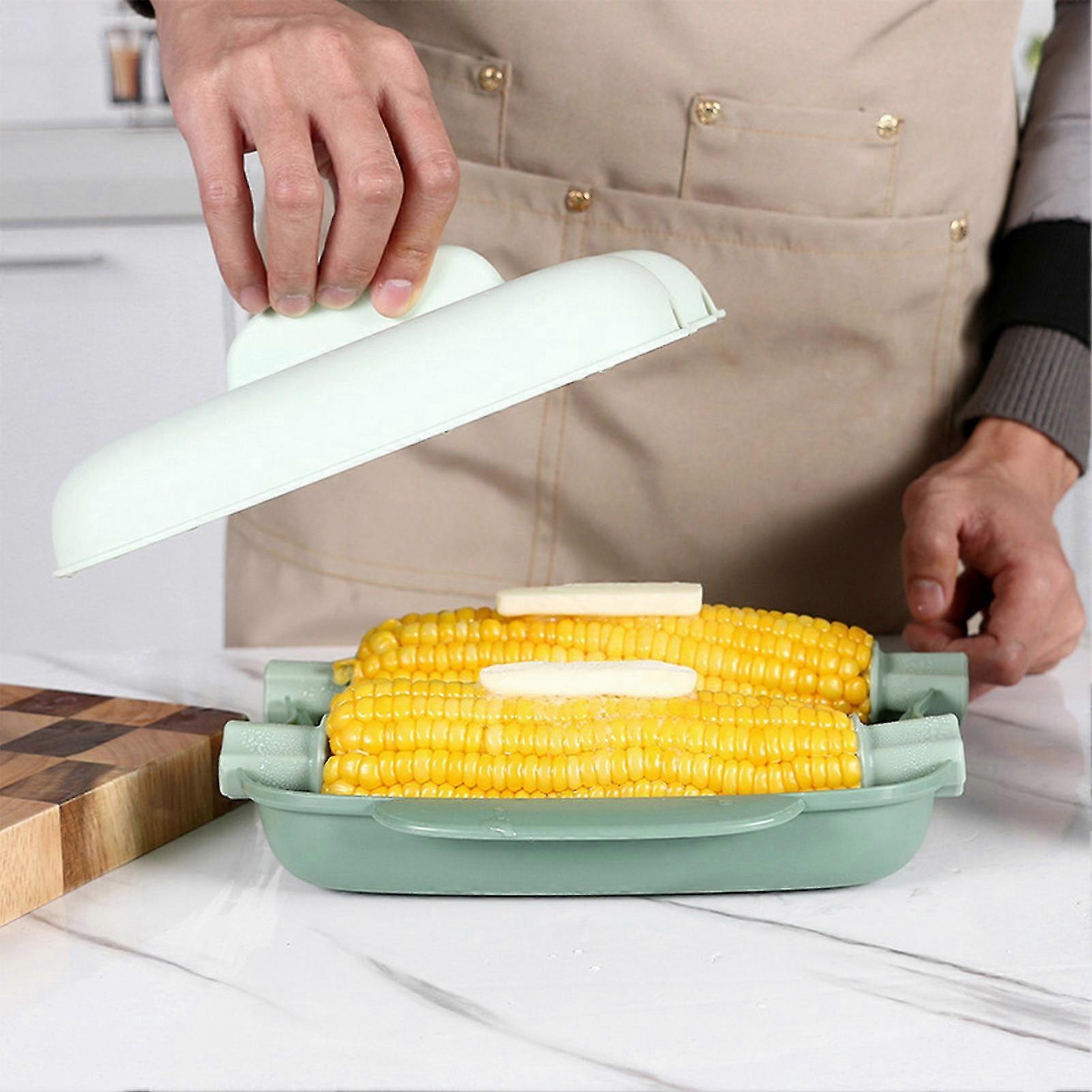 Microwave Corn Steamer, Food Grade, Dishwasher Safe, 2 Corn Capacity, Blue
