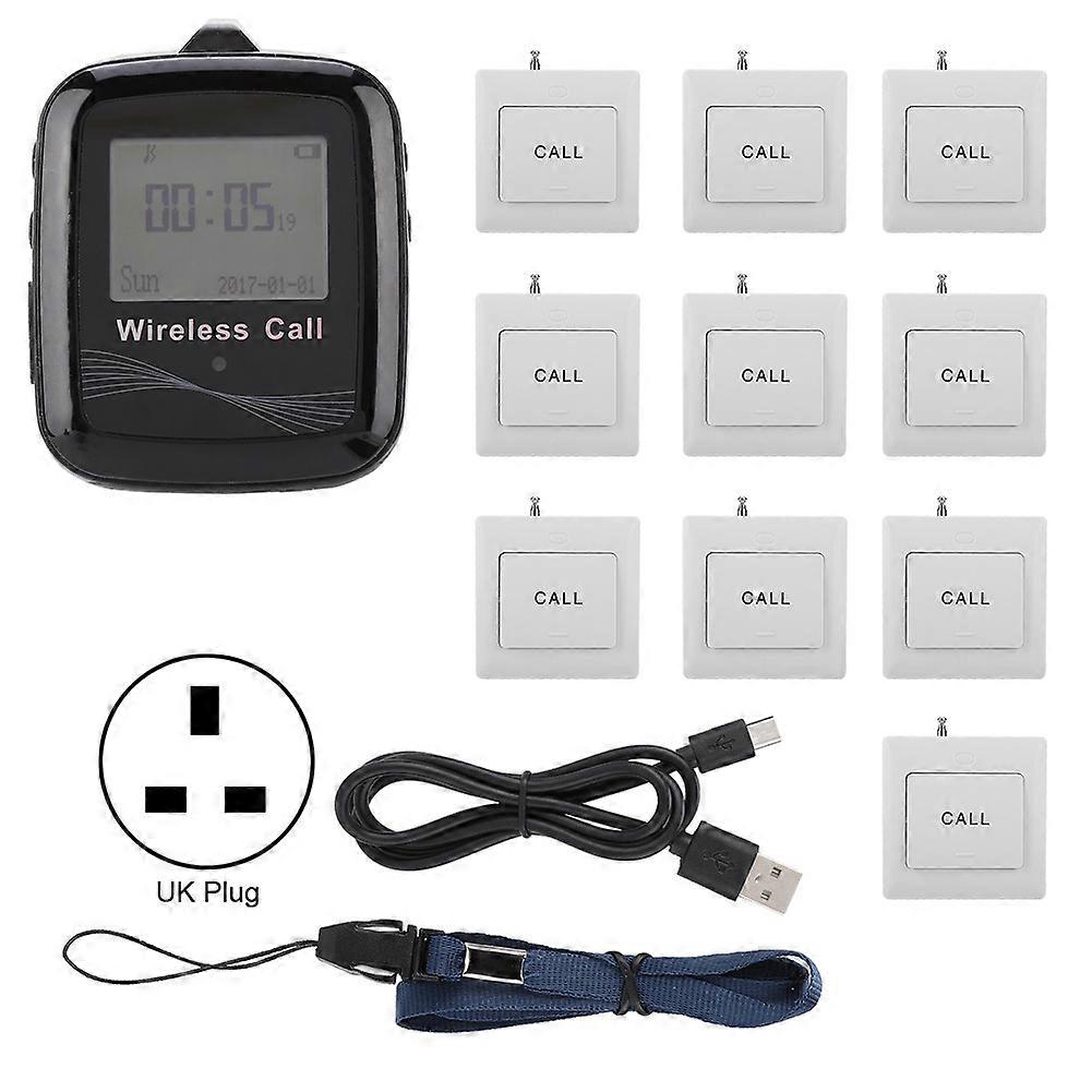 Restaurant Paging System Black Mobile Receiver 10pcs Pager