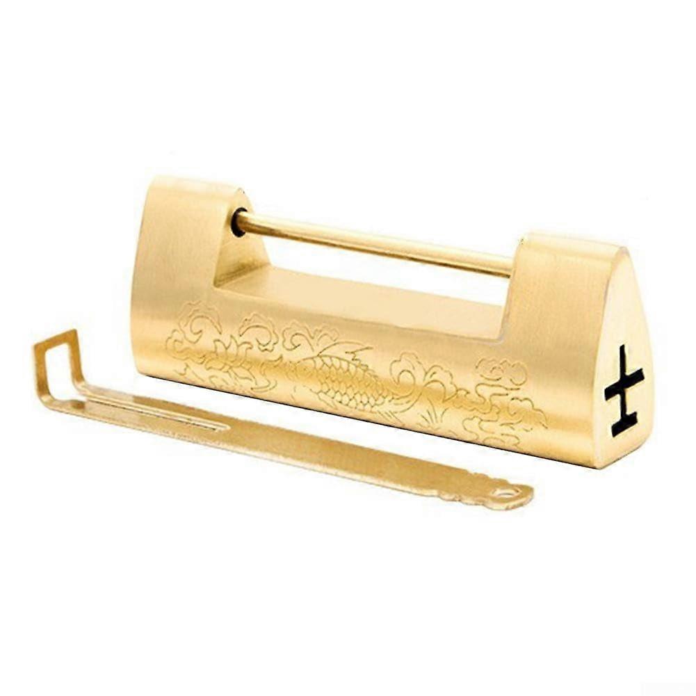 Functional Decorative Brass Padlock For Cabinets, Cabinet Security, Chinese Design Padlock, Brass Finish