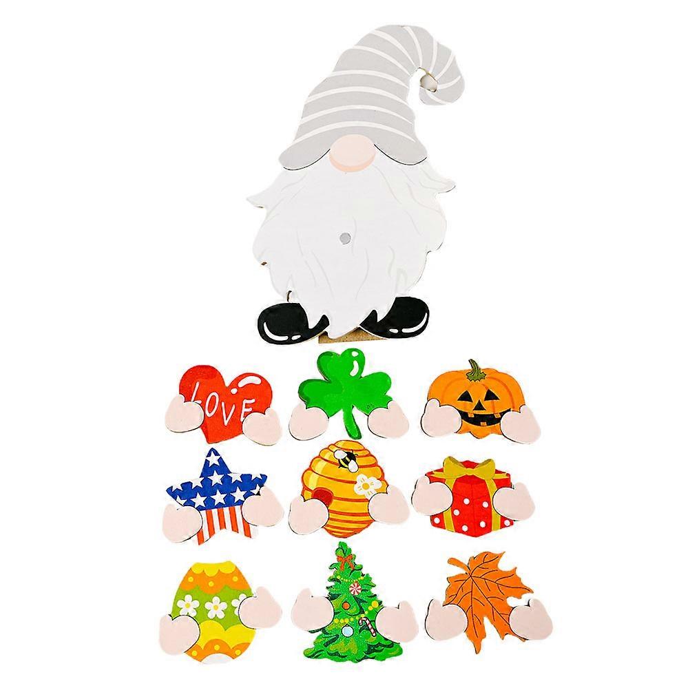 Festival Decor Wooden Gnome Shape Item Replaceable Accessories Colorful 1Set