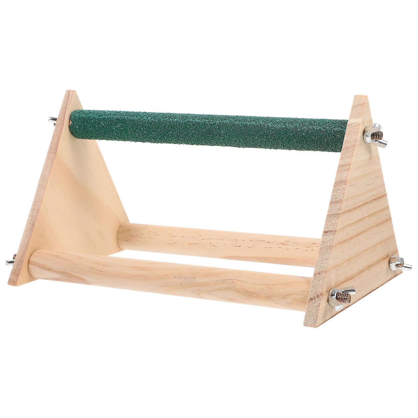 Bird Parrot Stand Portable Tabletop Bird Perch Office Use Durable Wooden Material 1Set