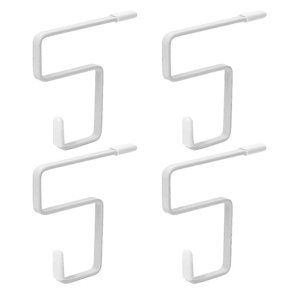 4pcs White Iron Desk Edge Hooks Space Saving Hanging Organizer for Schoolbags, Purses, and Accessories No Drill, Movable Design for Office and