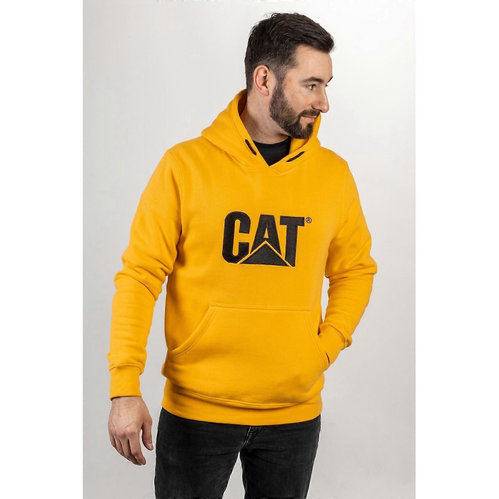 Caterpillar Trademark Cotton Men's Yellow Hooded Sweatshirt