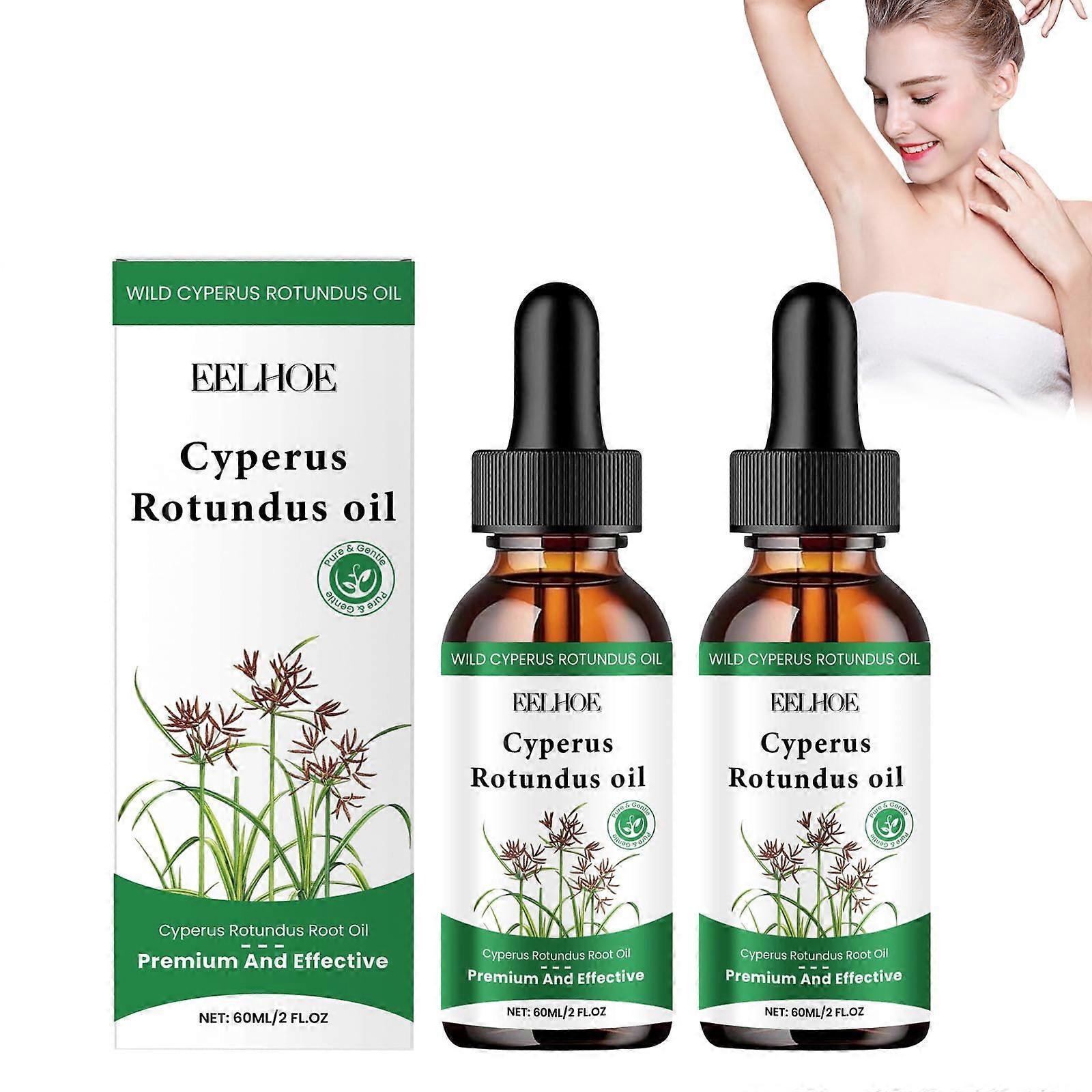 Cyperus Oil Natural Pack of 2, 100% Pure Cyperus Rotundus Oil for Hair Removal and Skin Nourishment, 60 ml Each