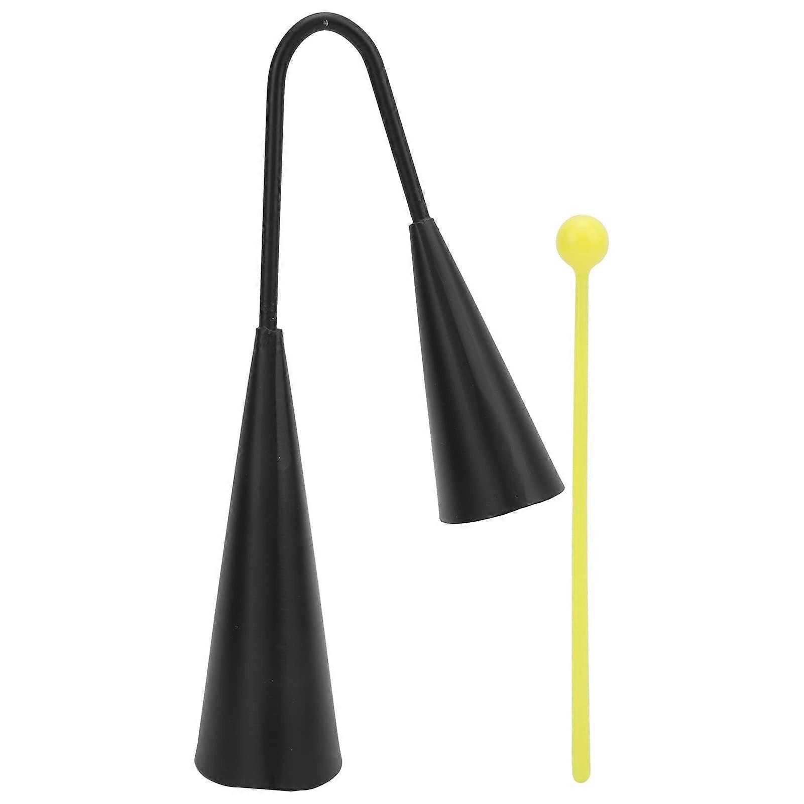 Agogo Bell Binaural Latin American Metal Percussion Instrument, Handheld, Two-Tone Finish, Plastic Stick