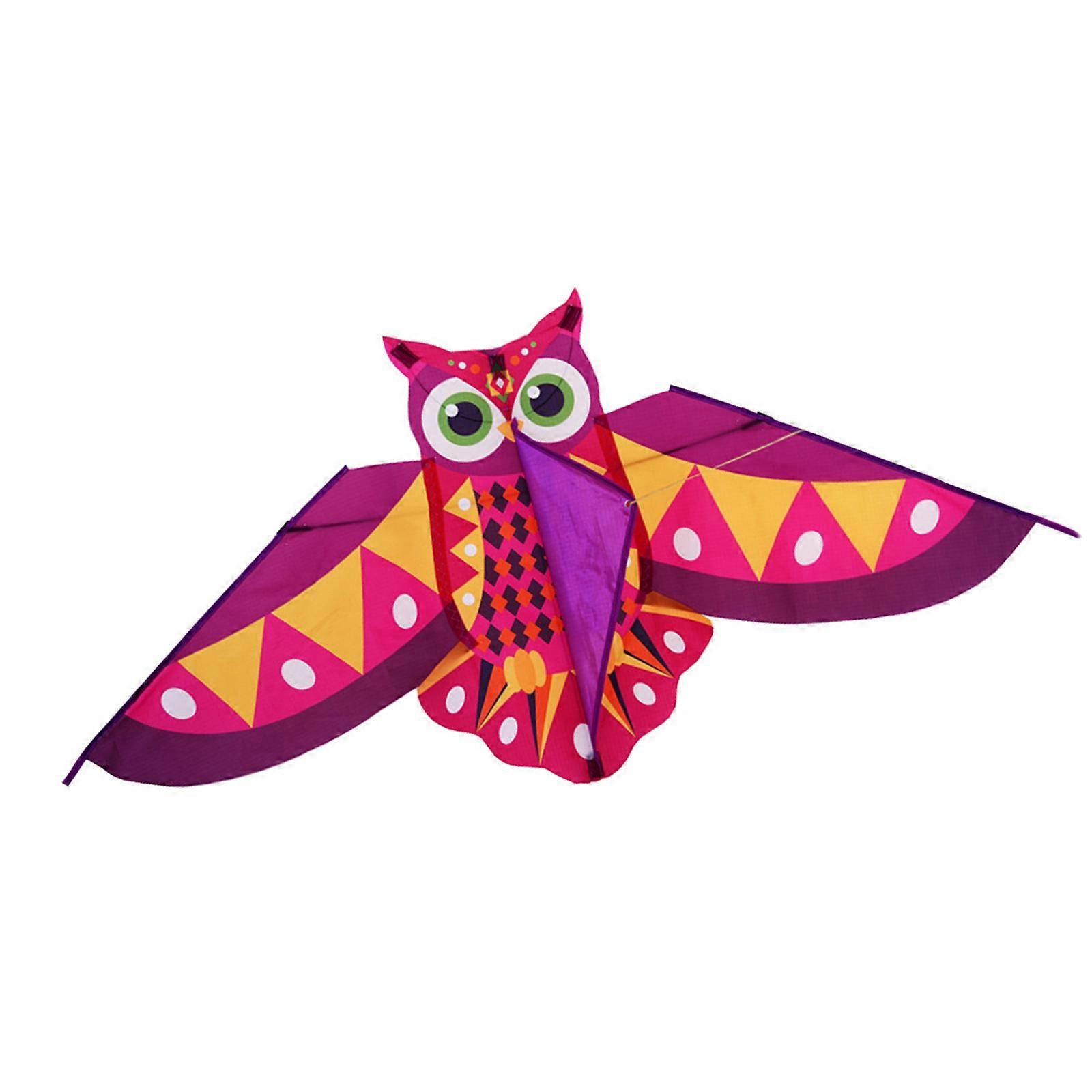 Brightly Colored Owl Shaped Kites For Children Family Windproof Polyester Fabric Sturdy Structure Enhances Observation Skills Purple