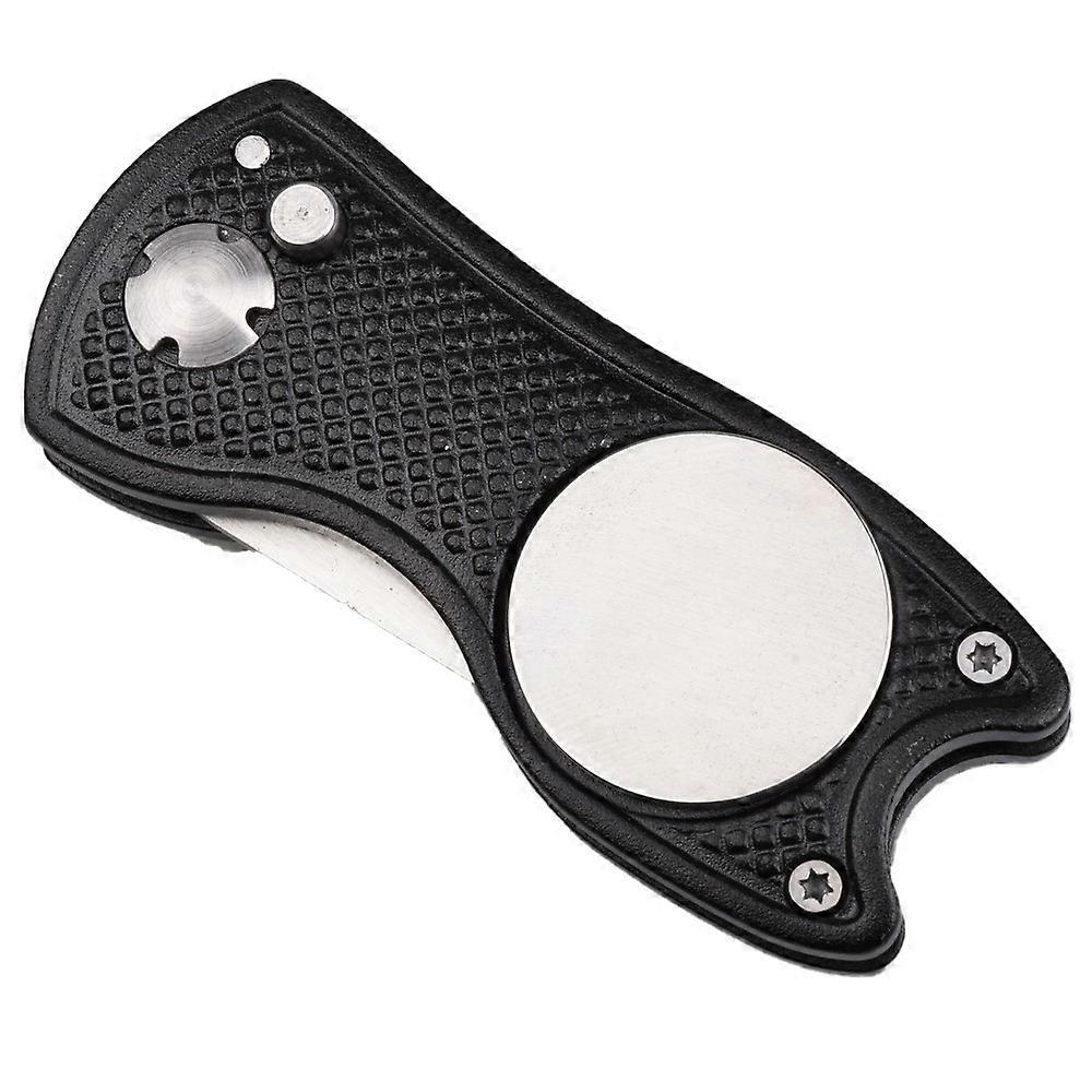 Foldable Golf Divot Repair Tool with Pop Up Button Zinc Alloy Putting Green Fork Training Aids