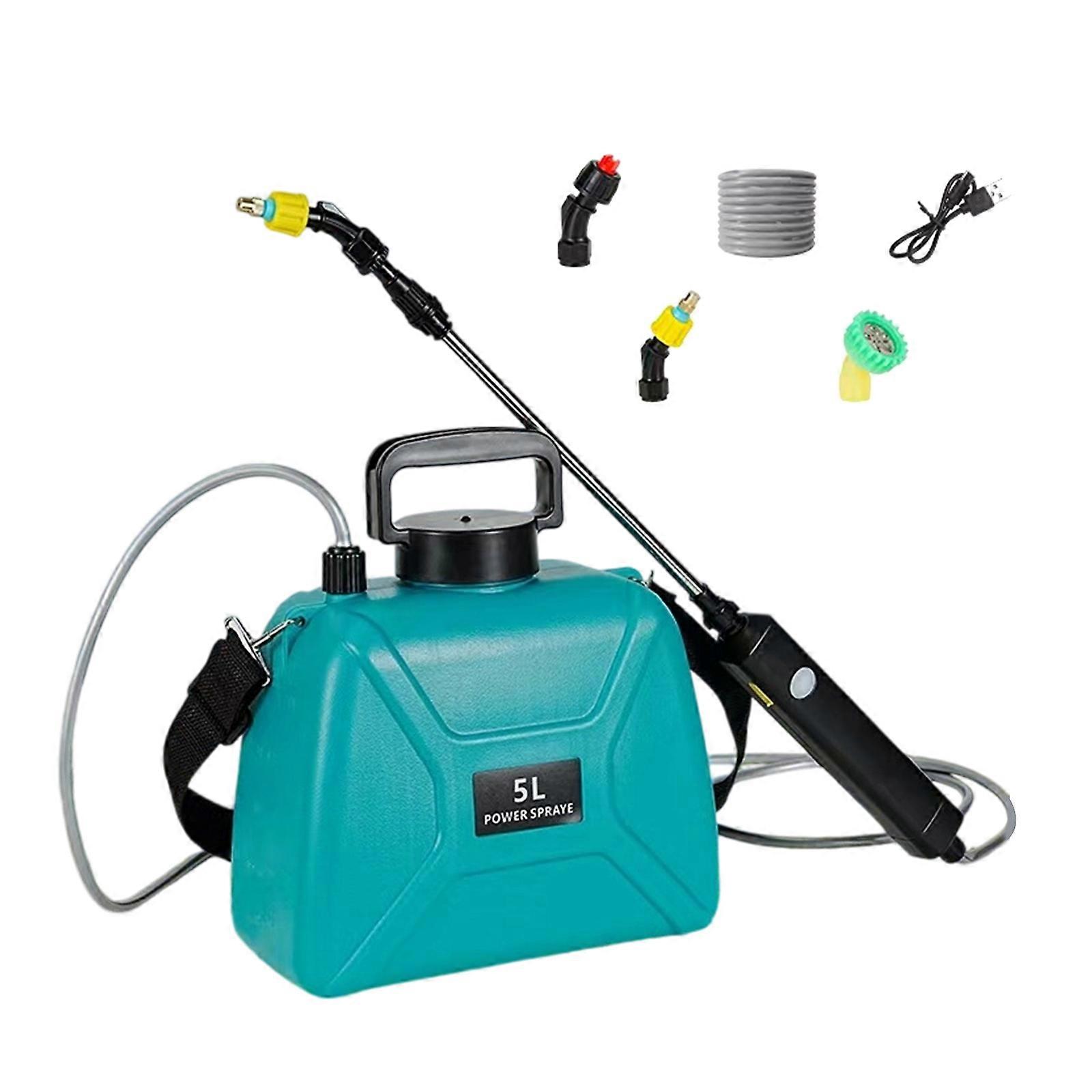 Heavy Duty 5L Electric Sprayed With Extendable Sprayed Rod 60 to 80cm Adjustable 3 Nozzle Option PP for Gardening Tool Green