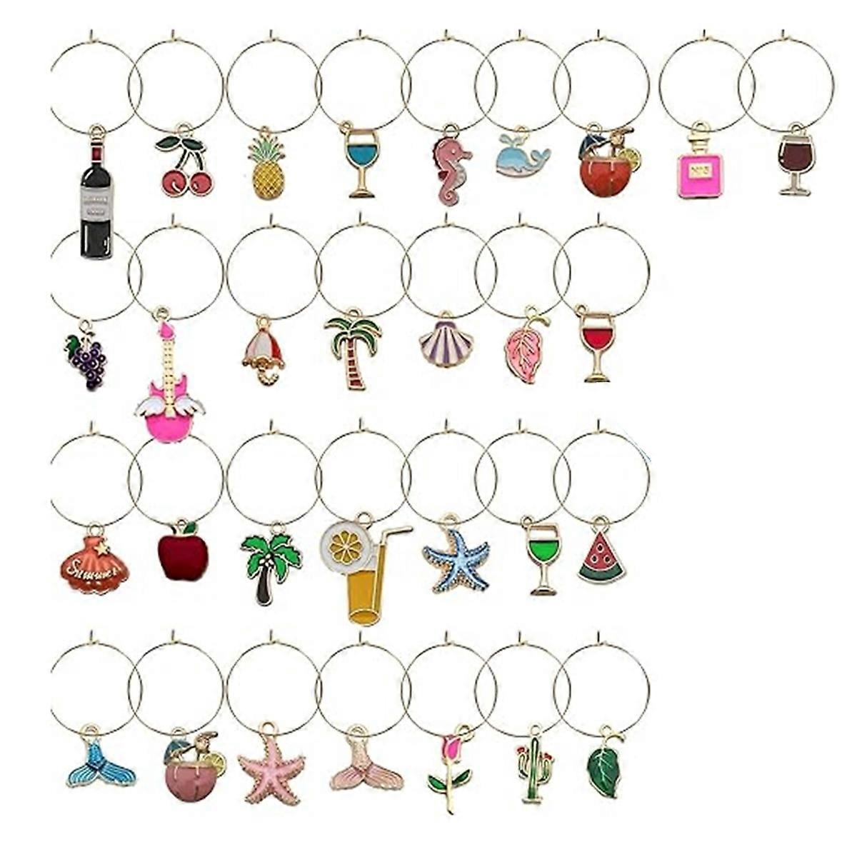 30PCS Wijnglas Bedels Drank Identifiers Wijn Bedels voor Stam Glazen Markers Glas Tags Strand De
