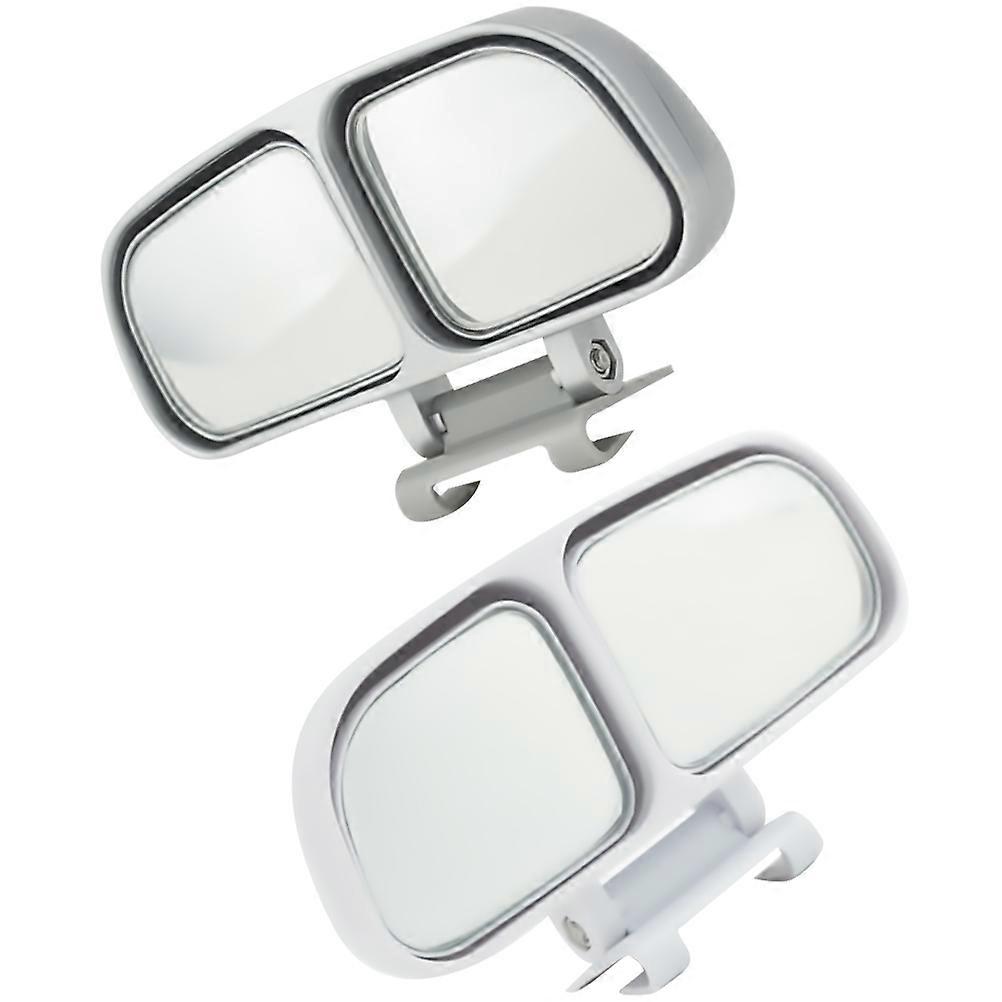 Rearview Mirror Auxiliary Driving Back Interior Wide Parking Universal Glass White 2pcs