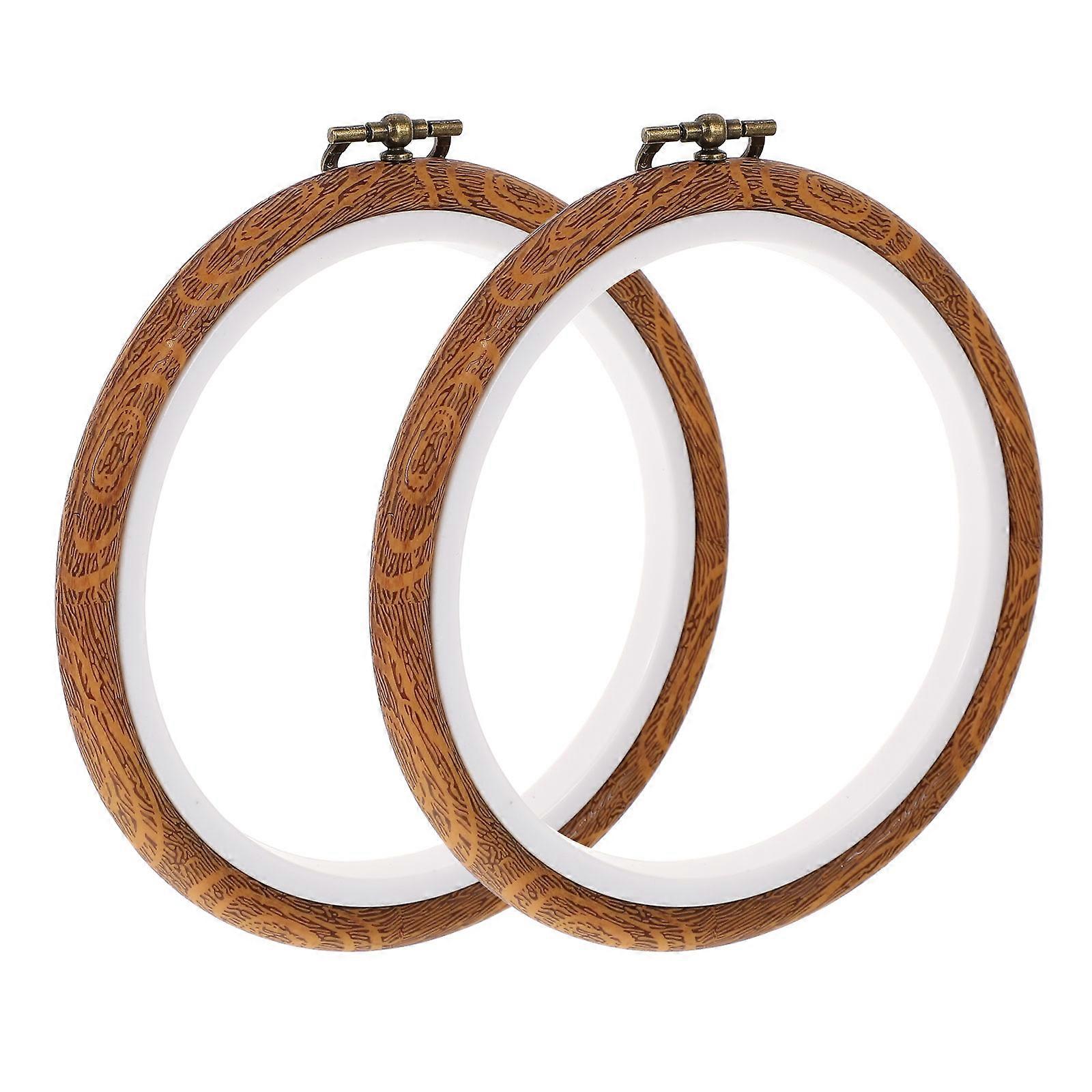 Plastic Embroidery Hoops Set of 2 Oval Imitation Wood Cross Stitch Rings Durable PP Material Smooth Surface for DIY Sewing Crafts Handmade
