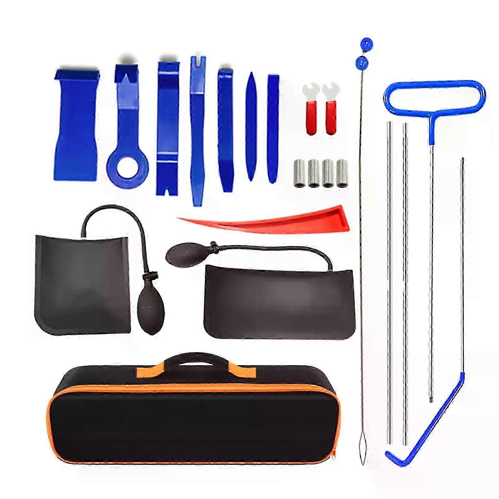 22pcs Car Door Opener Car Wedge Pump Lock Door Repair Air Cushion Emergency Open Unlock Tool Kit Long Grabber Screwdriver