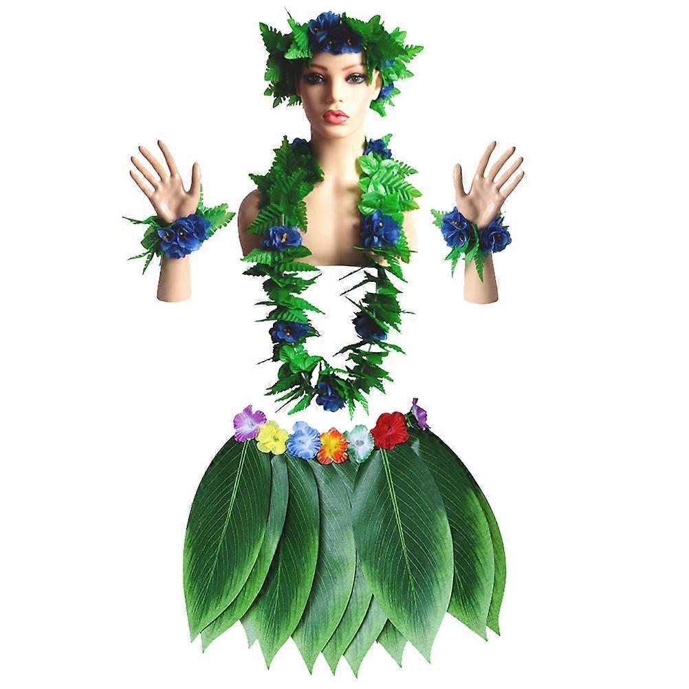 Hawaii Party Costume Accessories Green Leaf Garland Dance Durable Adults Style 5Pcs