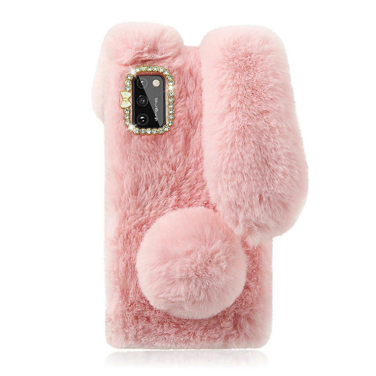 Cute Plush Phone Case with Soft TPU Rabbit Design, Winter Warmth, Scratch Free, Easy , Pink