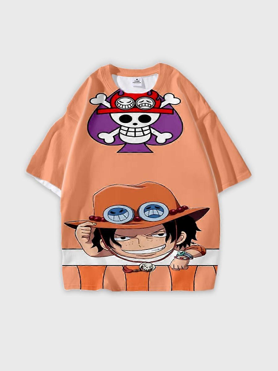 T-shirt round neck Role Pattern loose short sleeve B2238