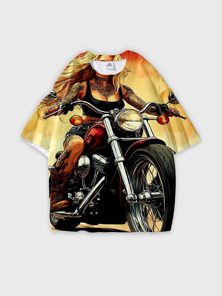 T-shirt round neck Pattern loose short sleeve E589