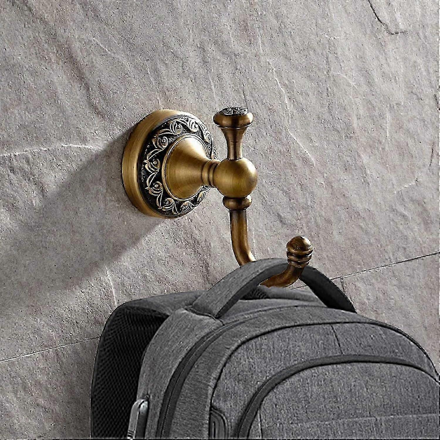 Antique Brass Wall Peg Hook - Wave-Patterned Coat/Towel Hanger for British Homes