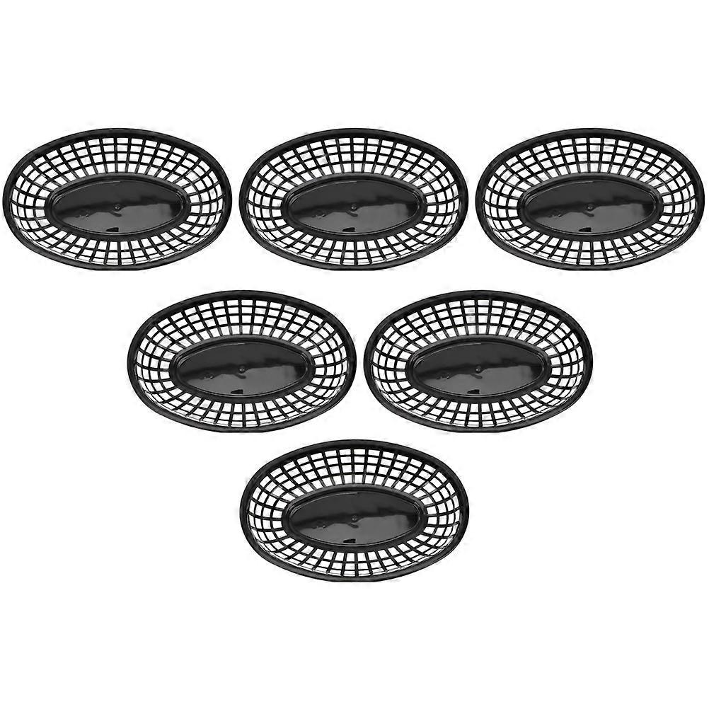 6pcs Black Fast Food Baskets for Storage with Hollowed Design, Decor