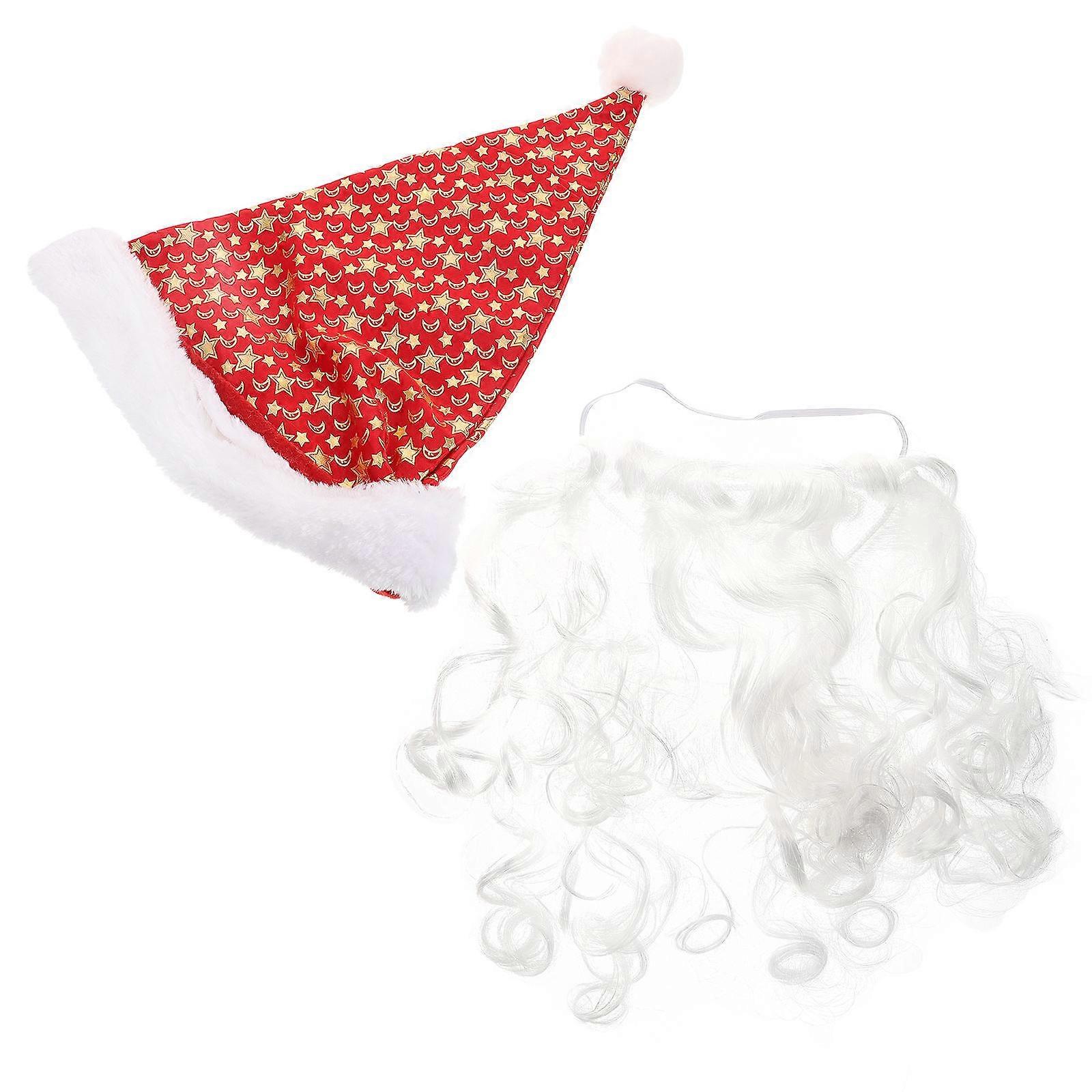 Entertainment Santa Hat And Beard Prop For Stage Shows Assorted Material 1Set