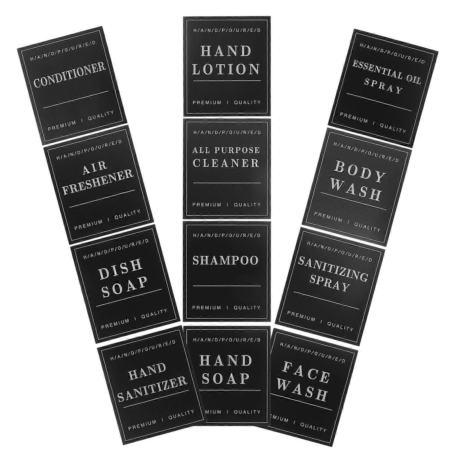 Sub-bottle Decals Bottle Classification Stickers Daily Use Repositionable Black 12Pcs