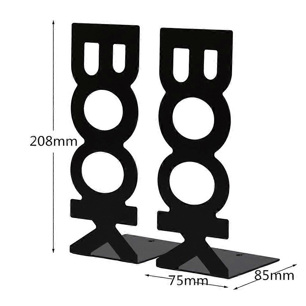 Retro Bookends Organiser for Study Room in Black Metal Keeps Books Organized and in View 208mm