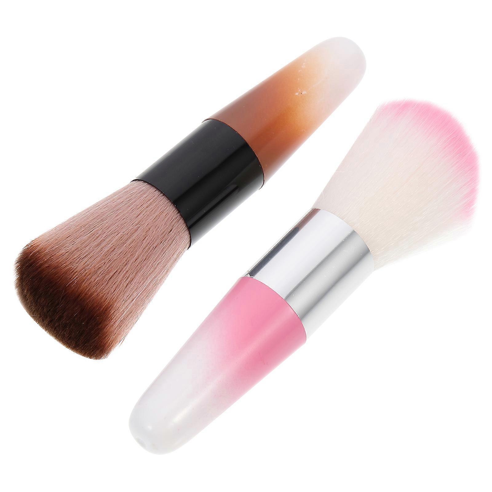 Dust Removal Brush Makeup Loose Powder Brush Cleaning Nail Stains And Dust Practical Small Size 2Pcs Fiber