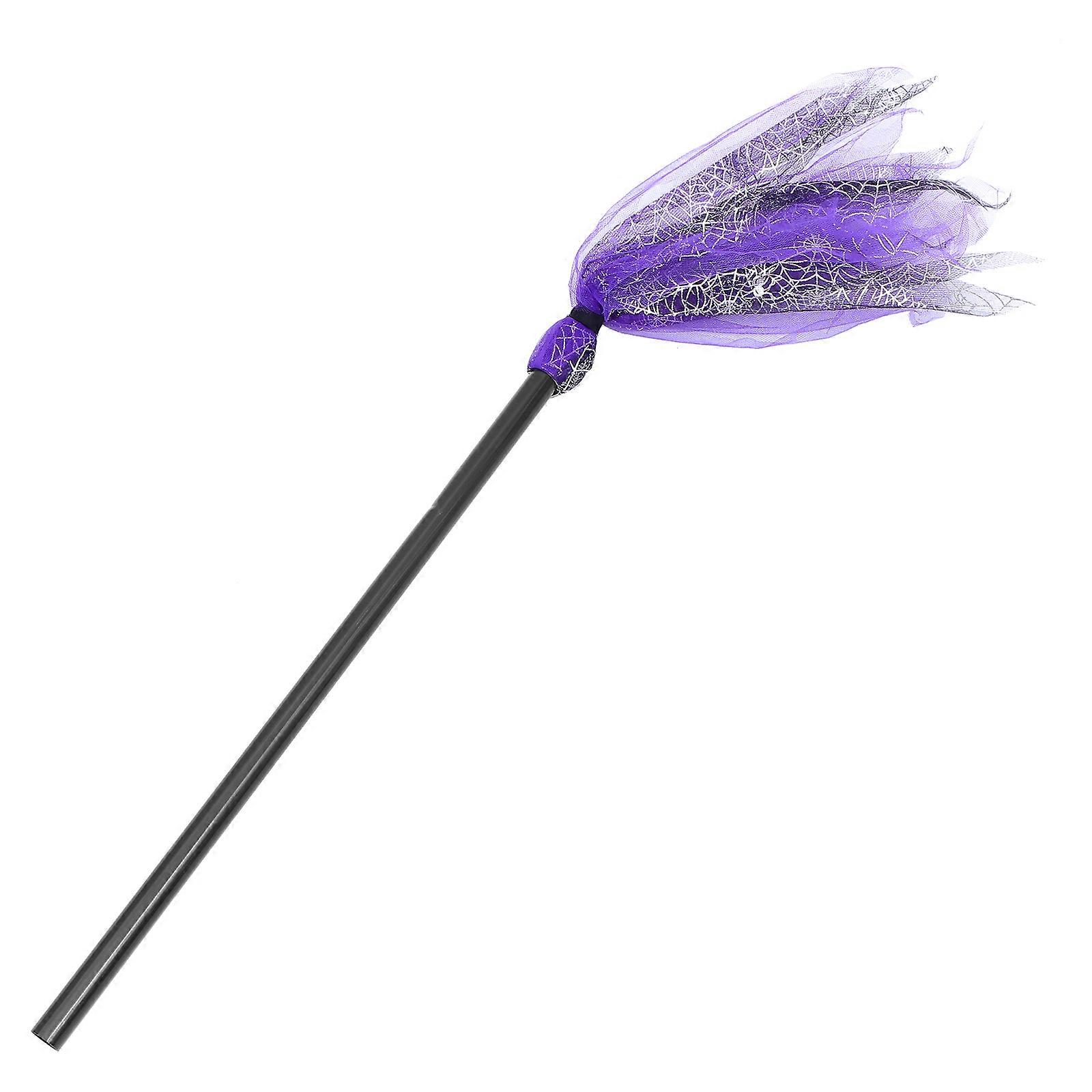 Broomstick Cosplay Halloween Toy Witch Broom Prop Gauze Design 1Pc