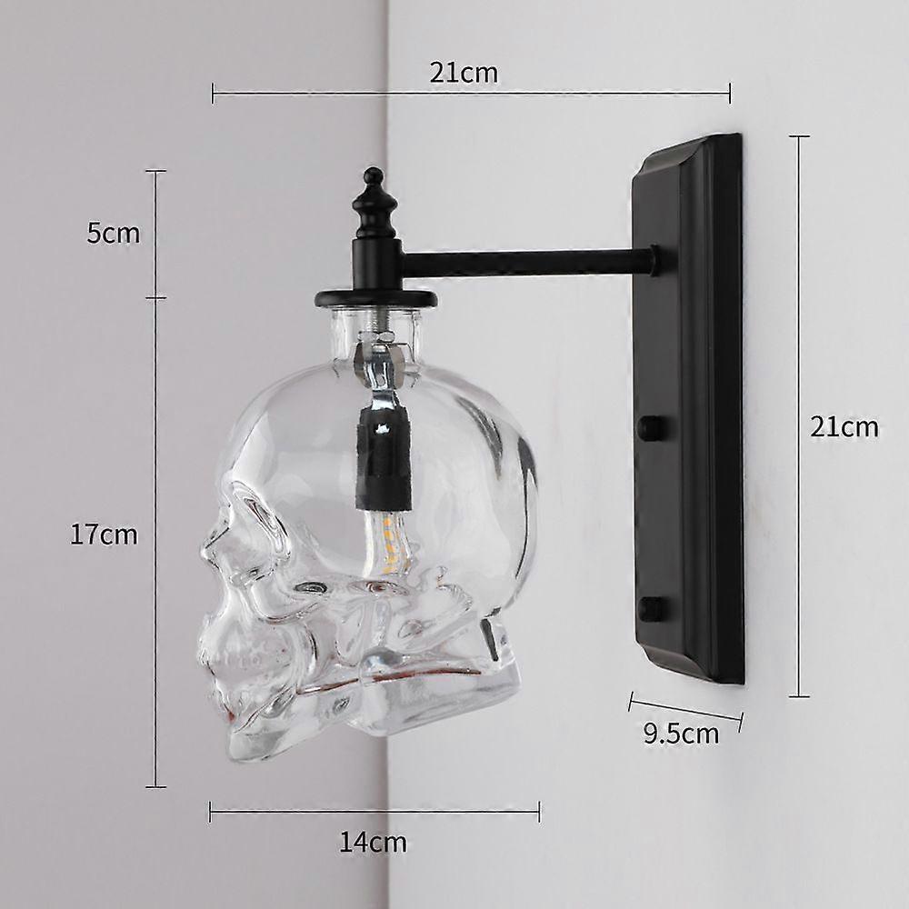 Skull Bones Wall Lamp Retro Loft Sconces Clear Glass Bottle Wall Art Light Fixtures For Dinning Room Bar Industrial Home Decor