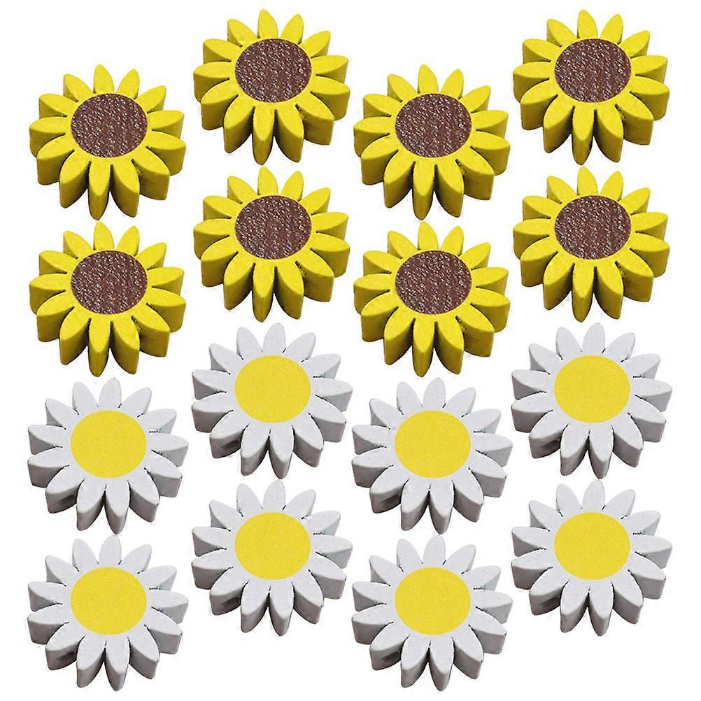 30pcs Sunflower Shaped Wooden Beads for DIY Crafts and Garland Making Assorted Color