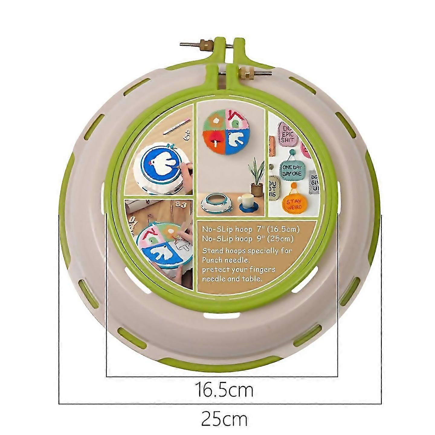 Round Embroidery Pot Double Layer Abs Plastic Frame Diy Light Uk Green