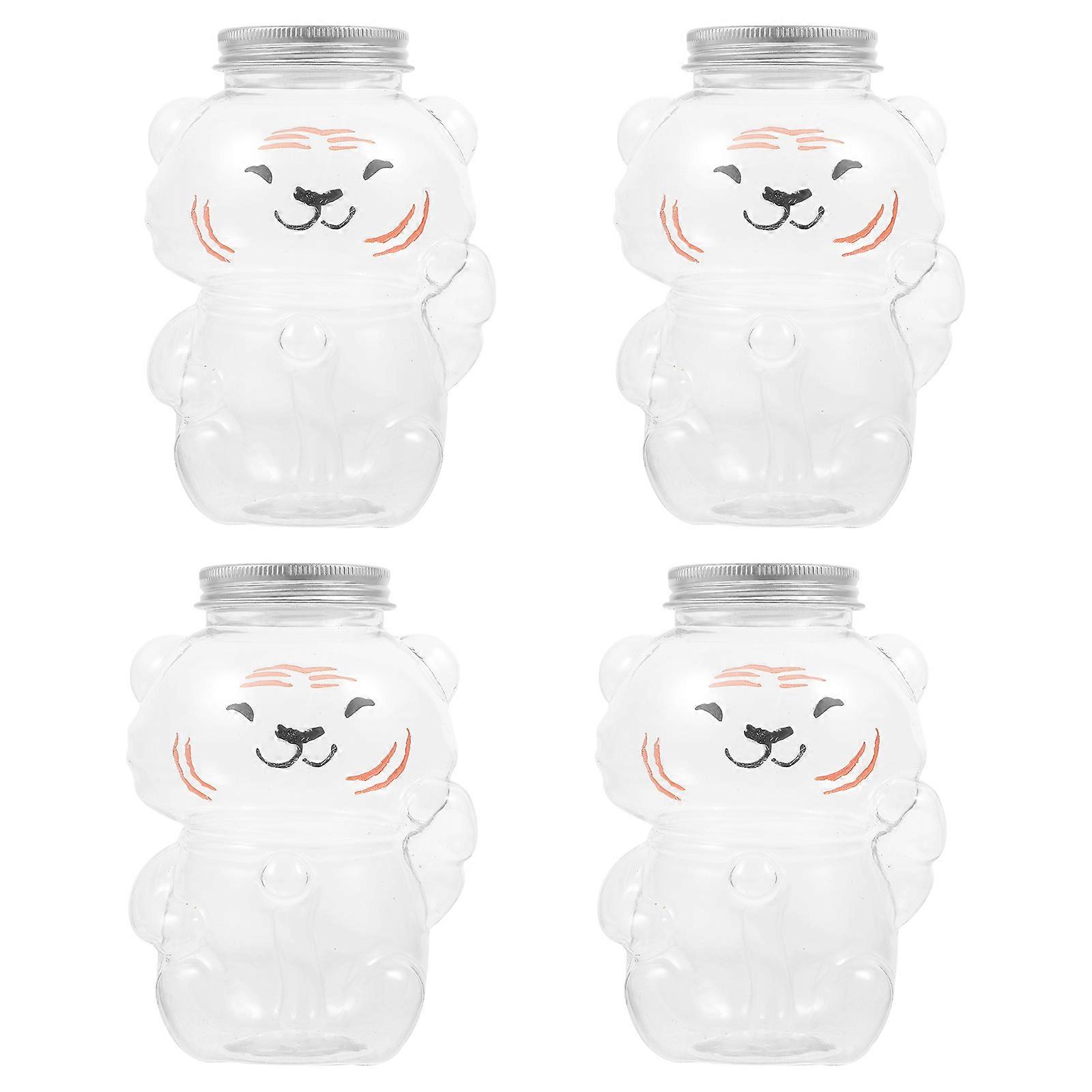 Transparent Animal Shape Drinks Bottle Juice Bottle for Storage 4Pcs
