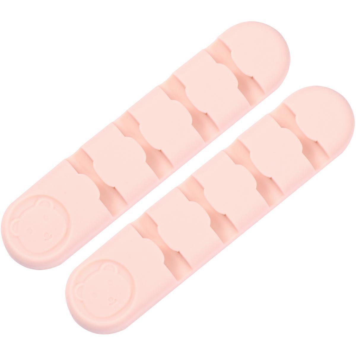Pink Self Adhesive Silicone Cord Clips for Cable Management Wire Organizer at Desk 2pcs