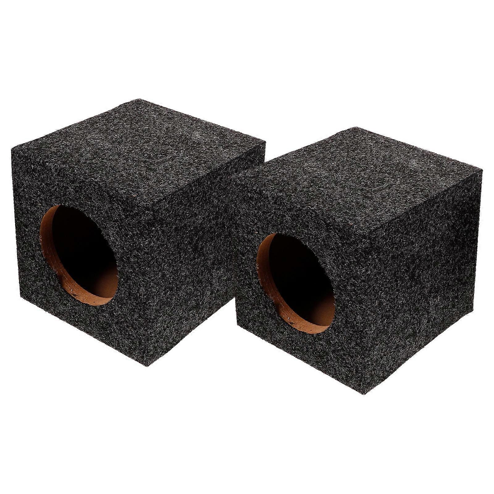 Black Sealed Carpeted Subwoofer Enclosure for Home Use with Durable Wood and Sponge Construction 1 Pair