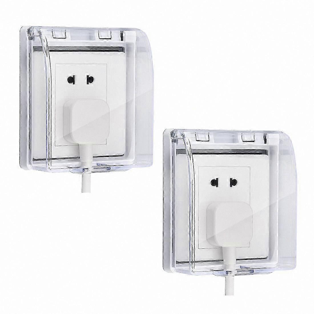 2-Pack Universal Waterproof Wall Switch Panel with Socket Cover Protector Box