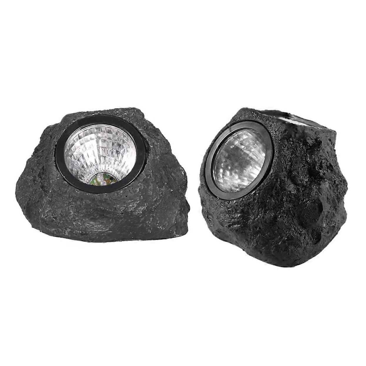 2pcs Solar Rock Lights Outdoor Garden Decor Fairy Garden Ornaments Solar Panel Lights for Patio Decorations