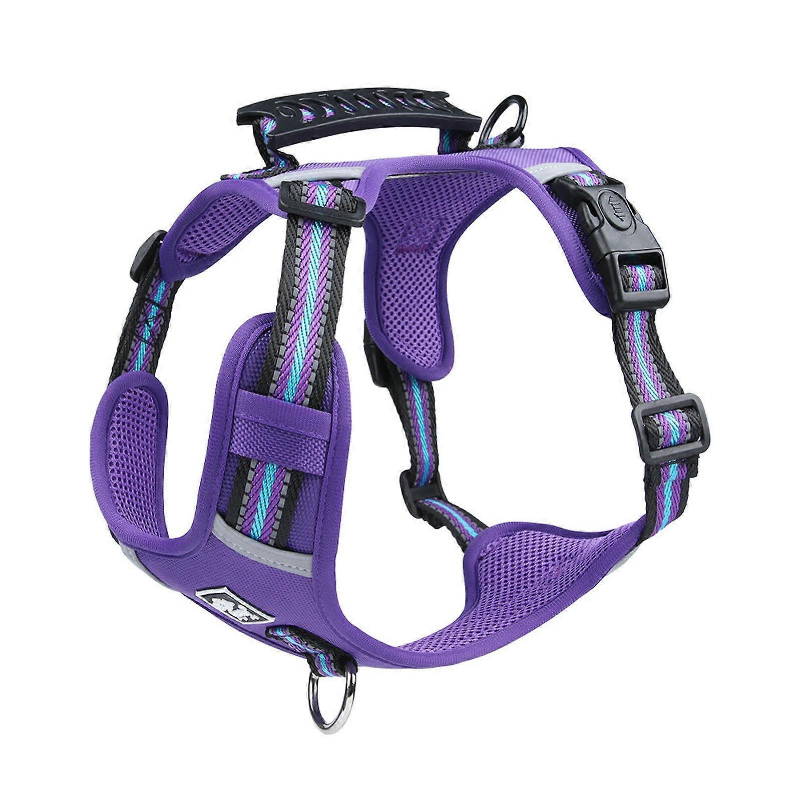 Dog Harness And Leash Set Explosion-Proof And Affordable For Safe Travel Purple Size L Durable Nylon