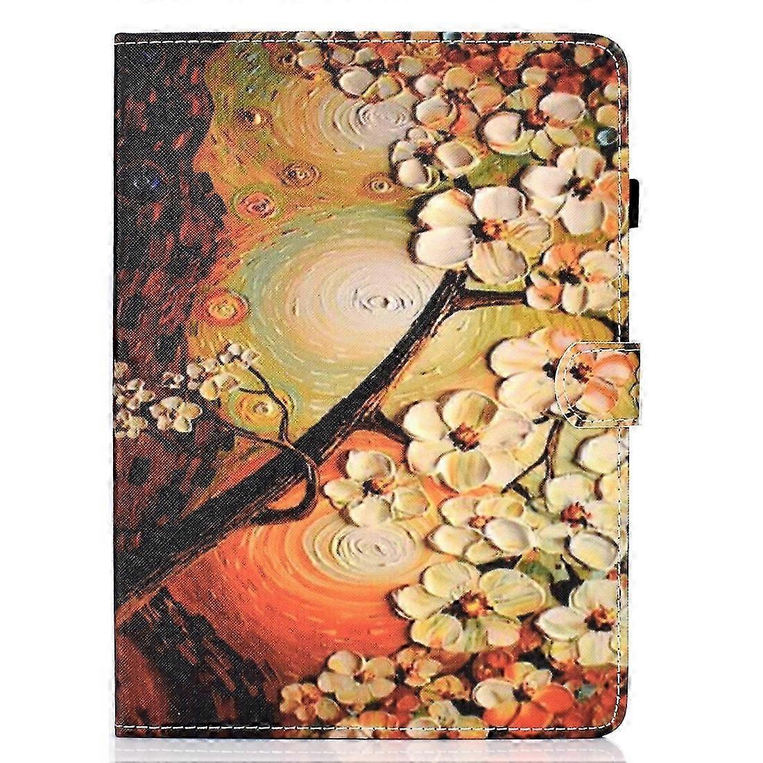 Tablet Case For Lenovo Tab M10 Plus TB-X606F Sewing Thread Horizontal Painted Flat Leather Case with Pen Cover &Anti Skid Strip &Card Slot &Holder &Wa