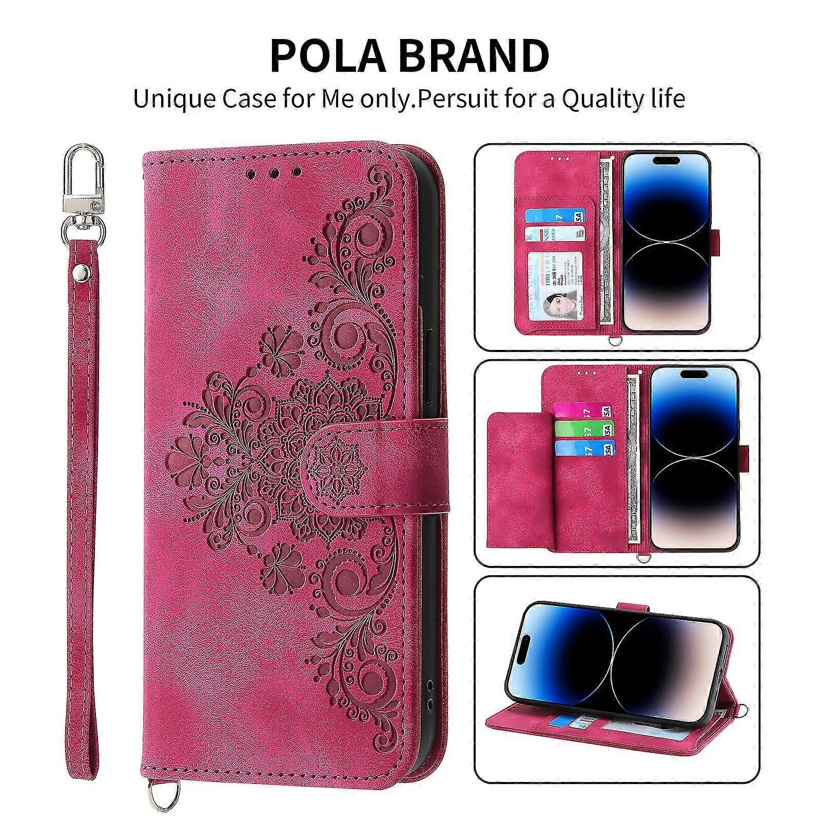 For iPhone 13 Pro Case, Leather Wallet Flip Case With Strap
