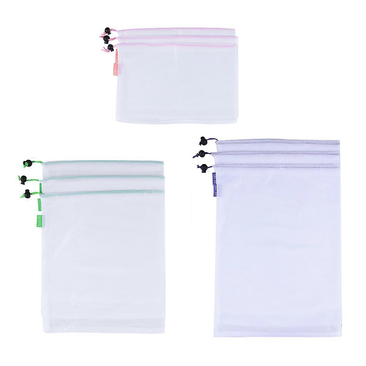 9 Pcs Reusable Mesh Produce Bags For Vegetables And Fruits Assorted Color Lightweight Multi-purpose Storage