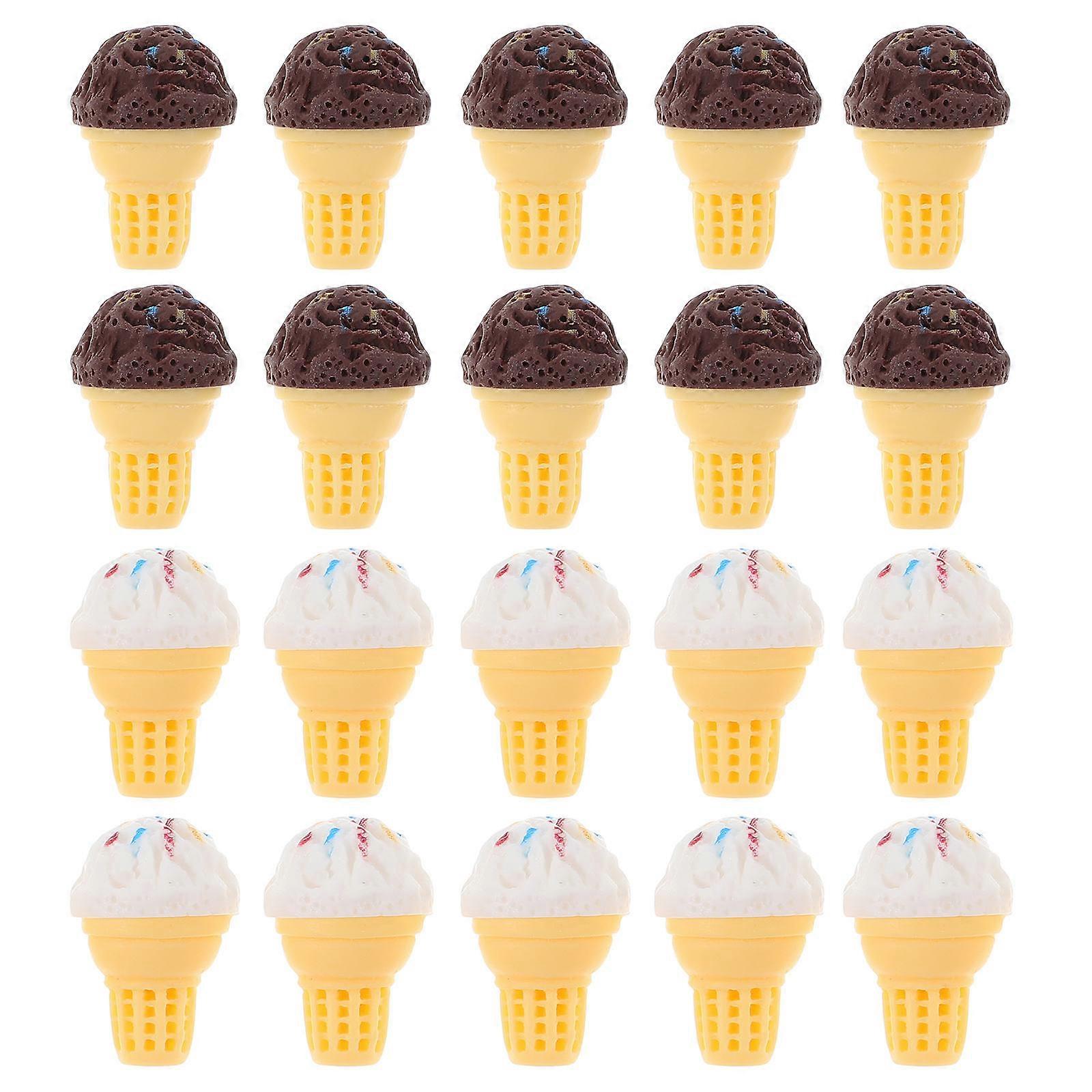 20pcs Mini Ice Cream Cone Decorations Realistic DIY Accessories for Dollhouses Phone Cases Miniature Kitchen Scenes Food Enthusiasts