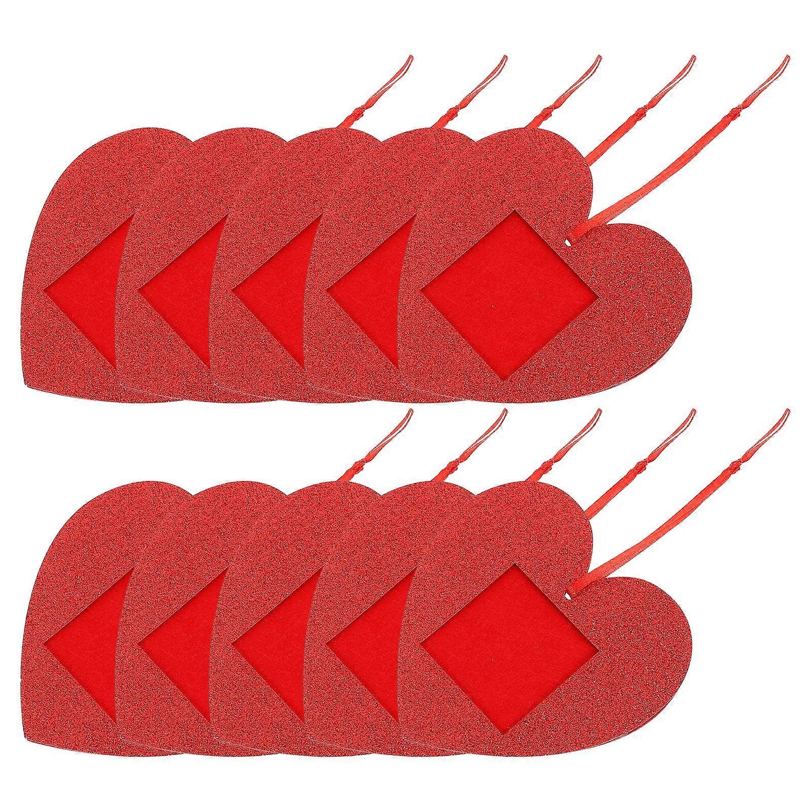 10pcs Heart Shaped Glitter Photo Frames for Valentine's Day Mini Felt Hanging Picture Frame Set