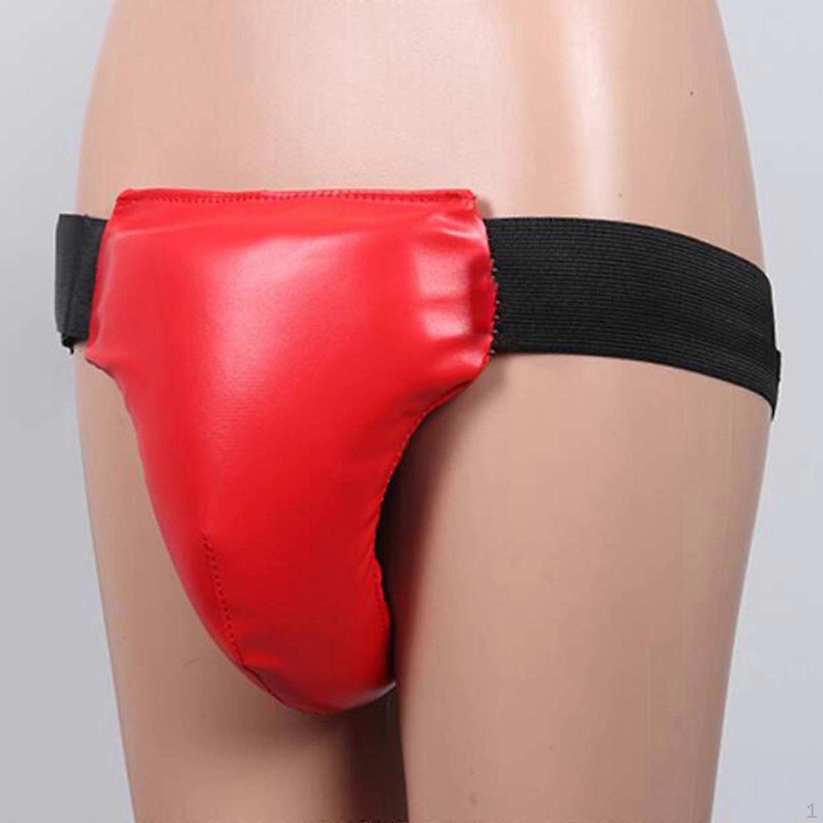 Durable Groin Guard, Jockstrap Crotch Protector Breathable PU Leather Abdominal Taekwondo