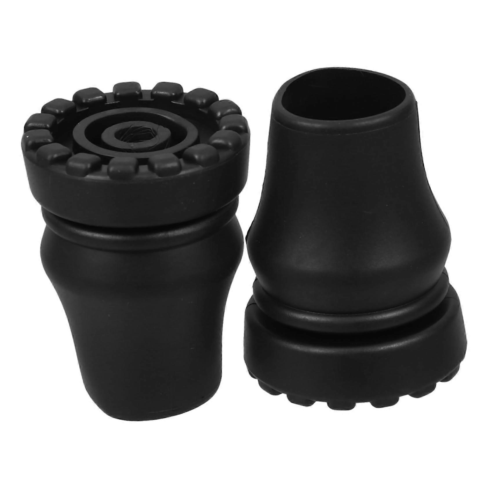 Anti-Slip Rubber Walking Stick Ferrules Replacement Tips, 2 Pack, Black
