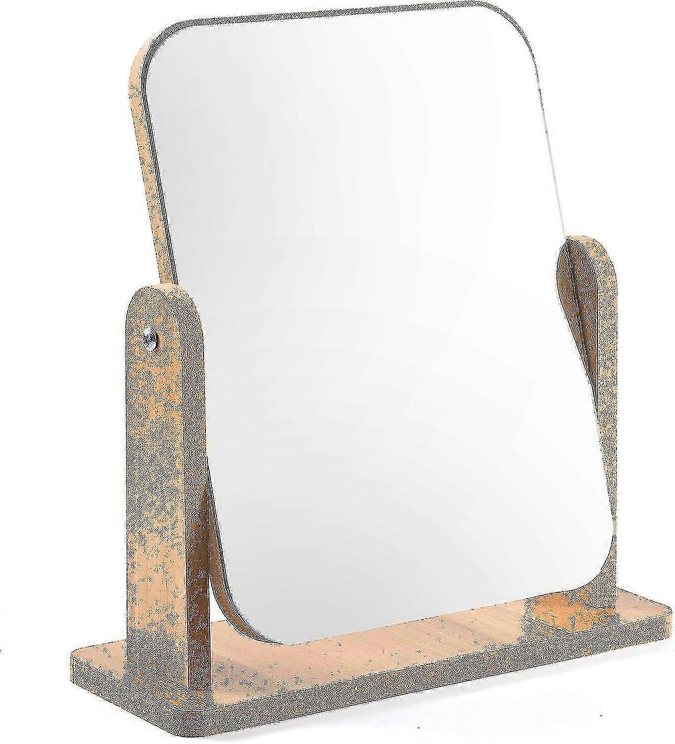 Wood Makeup Mirror Dressing Table Mirror 360 Swivel Desktop Mirror Square Mirror