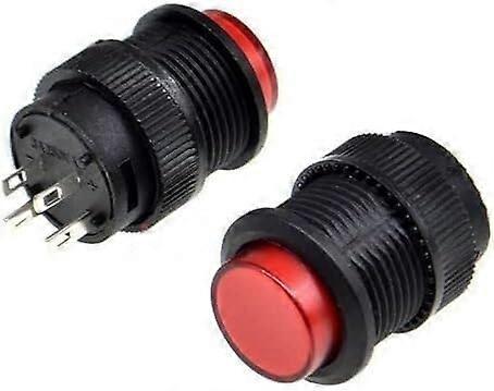 Miniature Switch Button 2-Pcs 16mm Round Red Light Self-Locking Push Button R16-503AD 4-Pin On Off