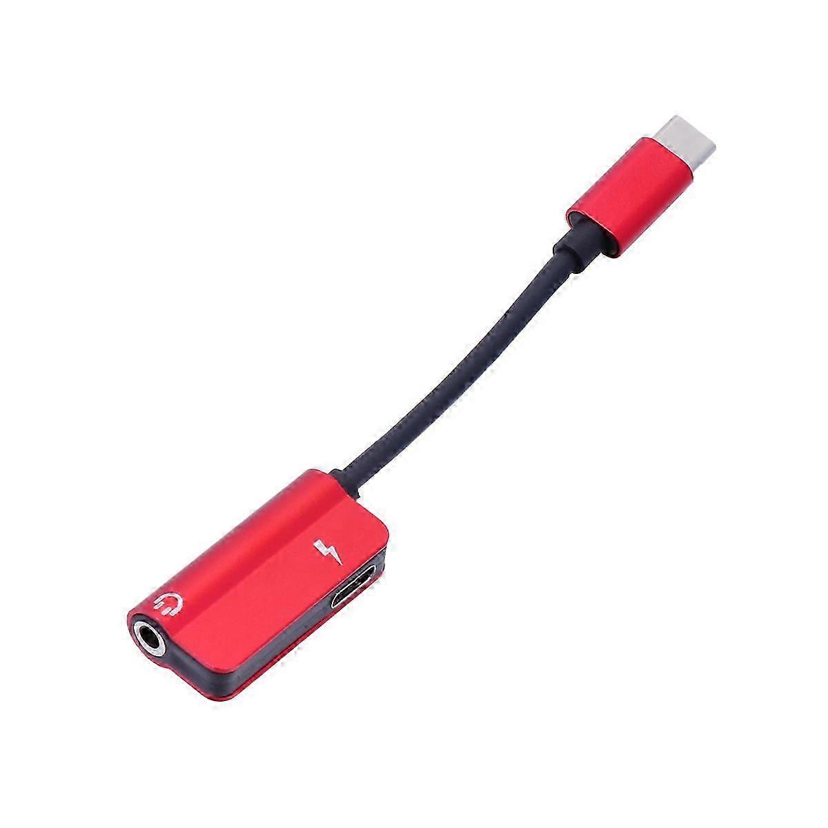 2-In-1 USB Type C To 3.5Mm Audio Adapter For Everyone Travel Mini And Compact Red Color 1Pcs