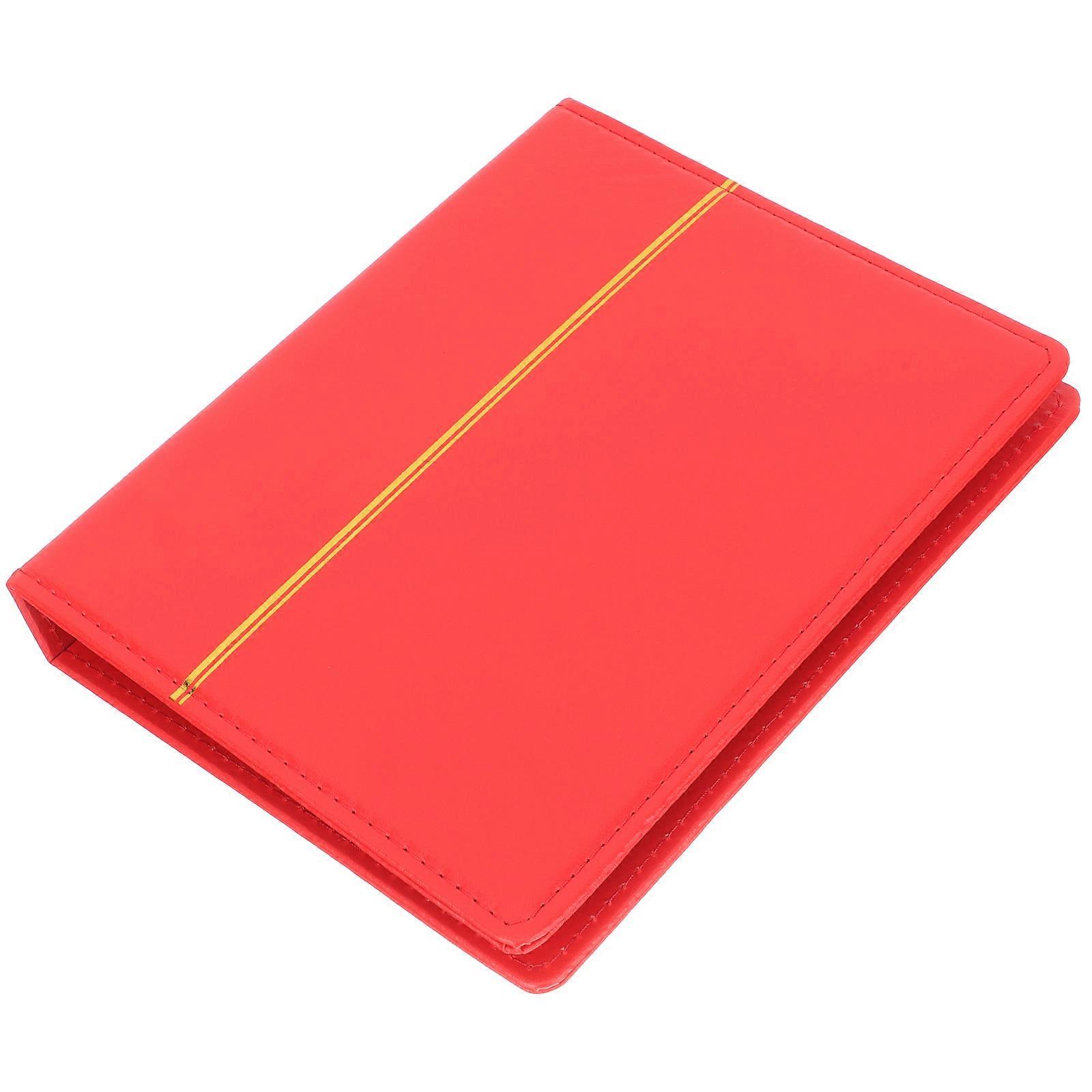 Stamp Organizer Book for Collectors Travel Use Red Pu Material with Display Function 1Pack