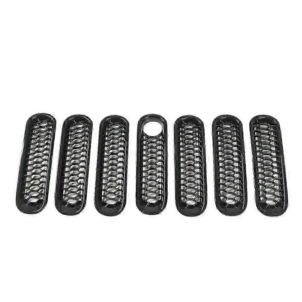 Front Grill Mesh Inserts Kit Honeycomb Clip-in Grille Guard Mesh Grille with Lock Hole for JK 2007-2017