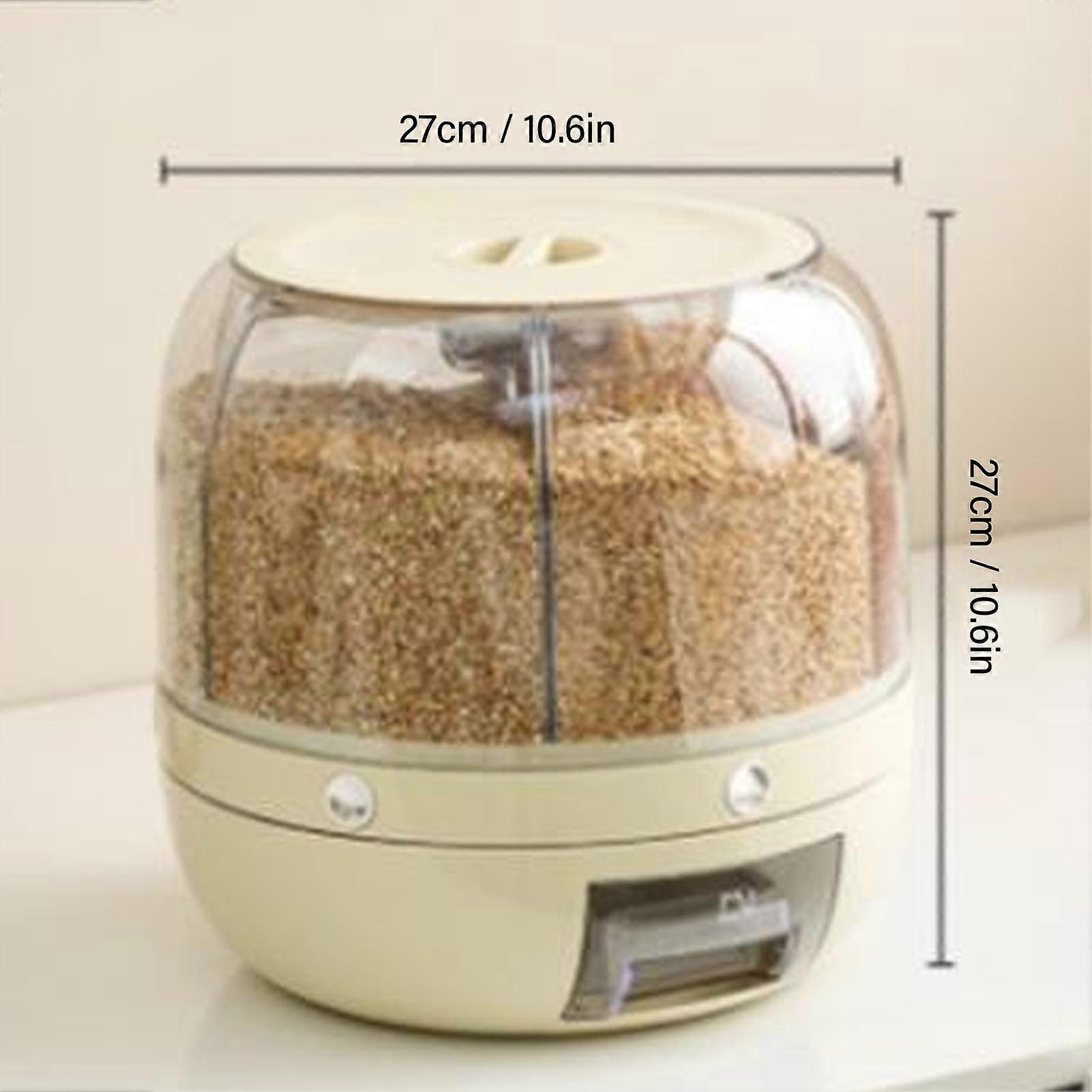 White 6-Compartment Grain Storage Dispenser Plastic Rice Container