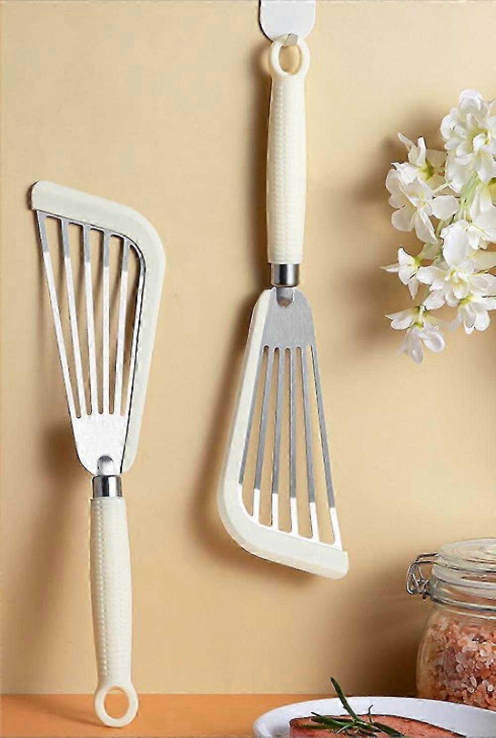 Silicone Fish Spatula For Nonstick Cookware Slotted Spatula Turner with Heat Resistant Silicone Handle for Cooking (White)